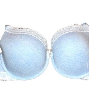 Dorina powder blue underwire bra with white lace trim Nwot